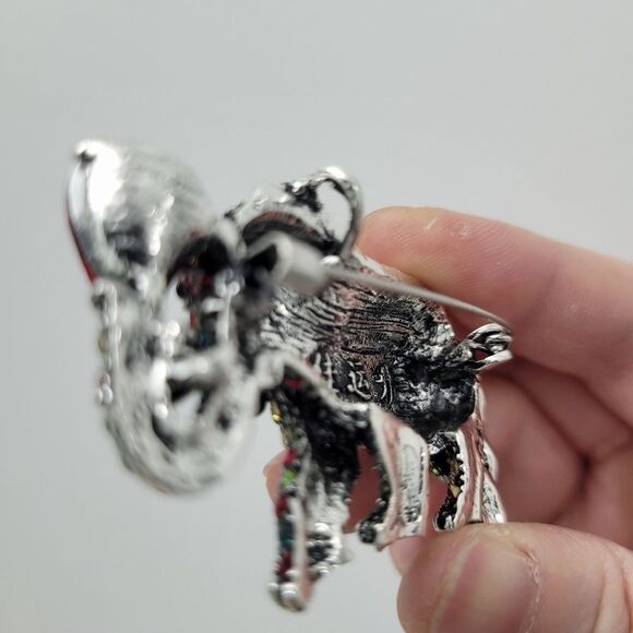 Brand New 2 In 1 Silver Elephant Red Stone Rhinestone Brooch Pin & Pendant - Picture 10 of 11